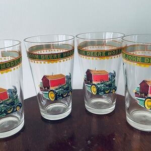 Vintage John Deere Collectible Glasses, Tractor Glasses Set of 4, John Deere